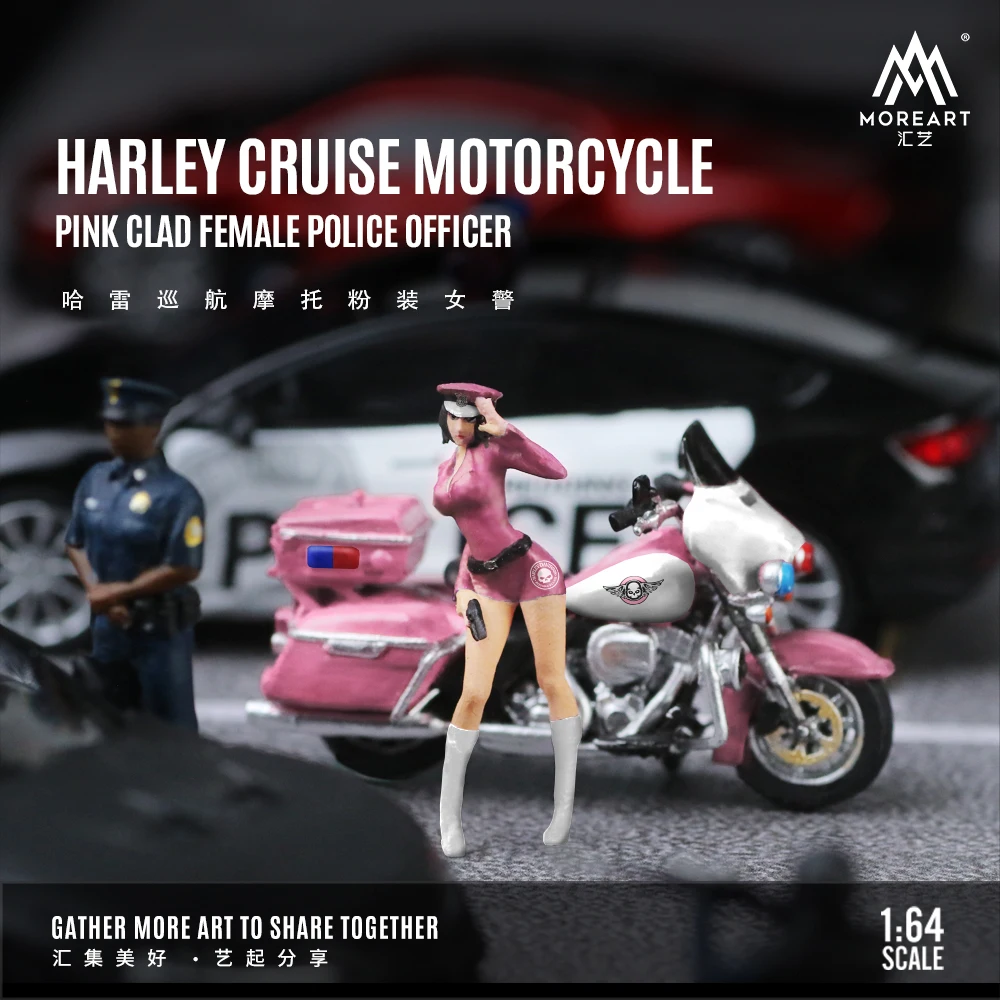 TimeMicro&MoreArt 1:64 Harley Cruiser Pink Cop resin action figure set