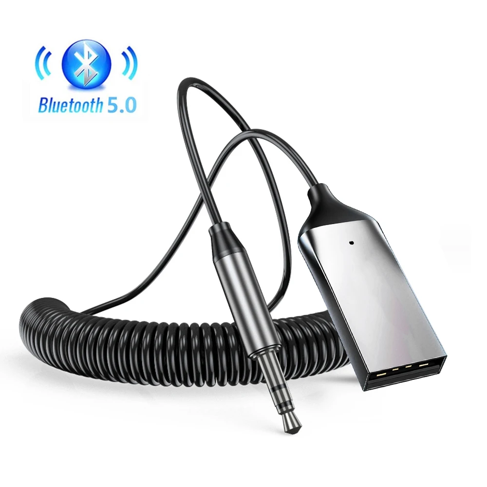 Bluetooth 5.0 AUX Car Adapter USB To 3.5mm Jack Dongle Cable Handfree Car Kit Wireless Car Bluetooth Transmitter Receiver