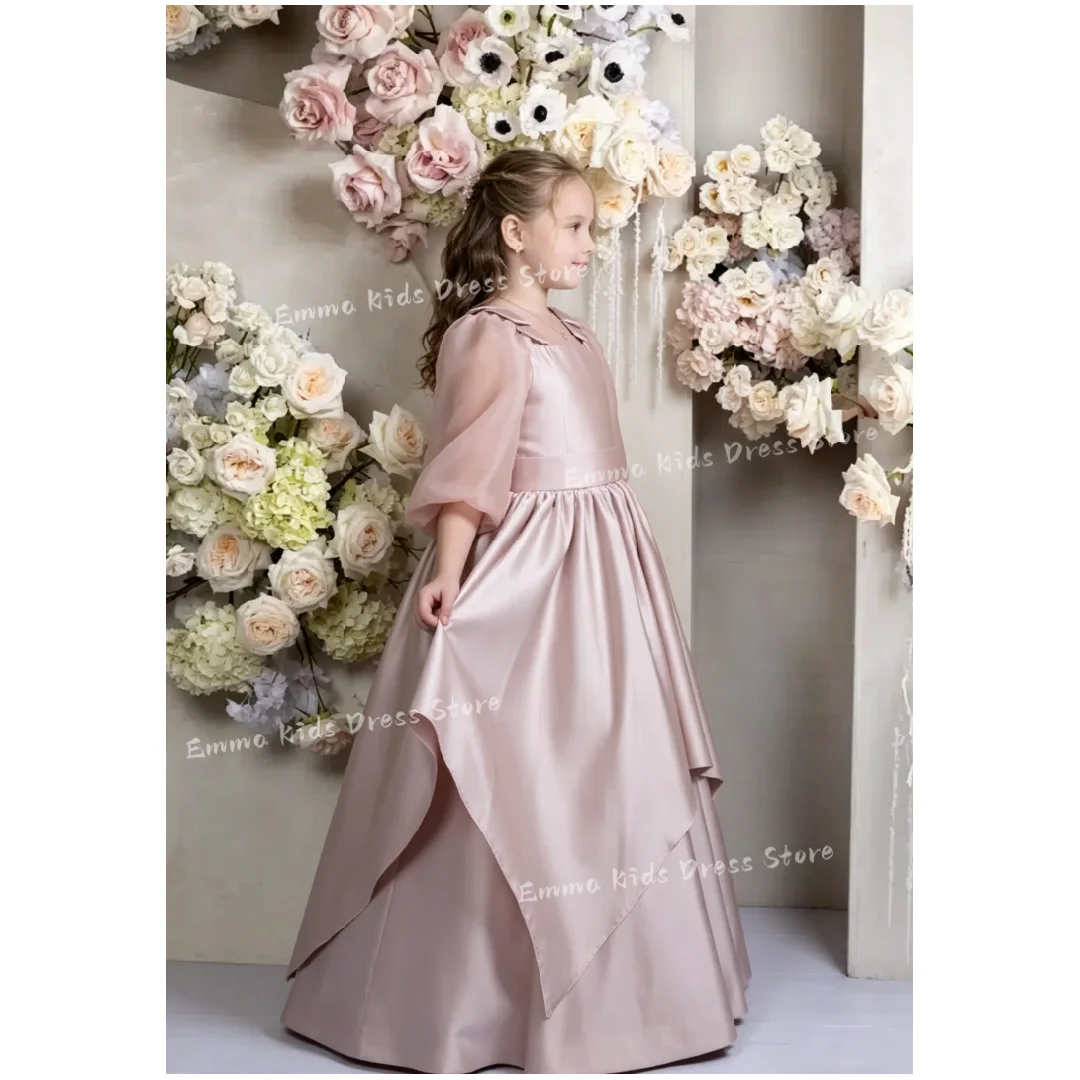 Emma Custom Flower Girl Dress Wedding Short Sleeve  Children's First CommunionBirthday Party Ball Gown