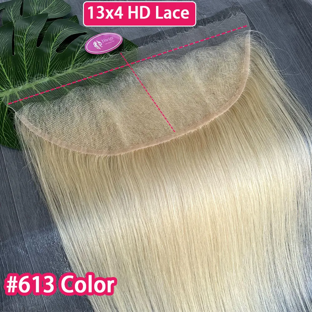 

Прямые человеческие волосы 613 Blonde, 13x4, прозрачный HD-кружевной фронтальный топ из вьетнамских натуральных волос, предварительно выщипанные, с полными концами