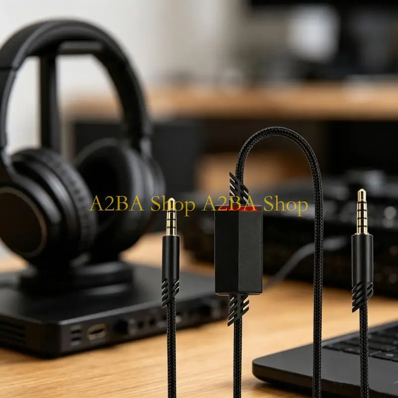 A2BA Voice Chat Gaming Headset Cable, 3.5Mm 4 Poles to 5 Poles Inline Mute Sound Cord Replacement for A10 A40 A40