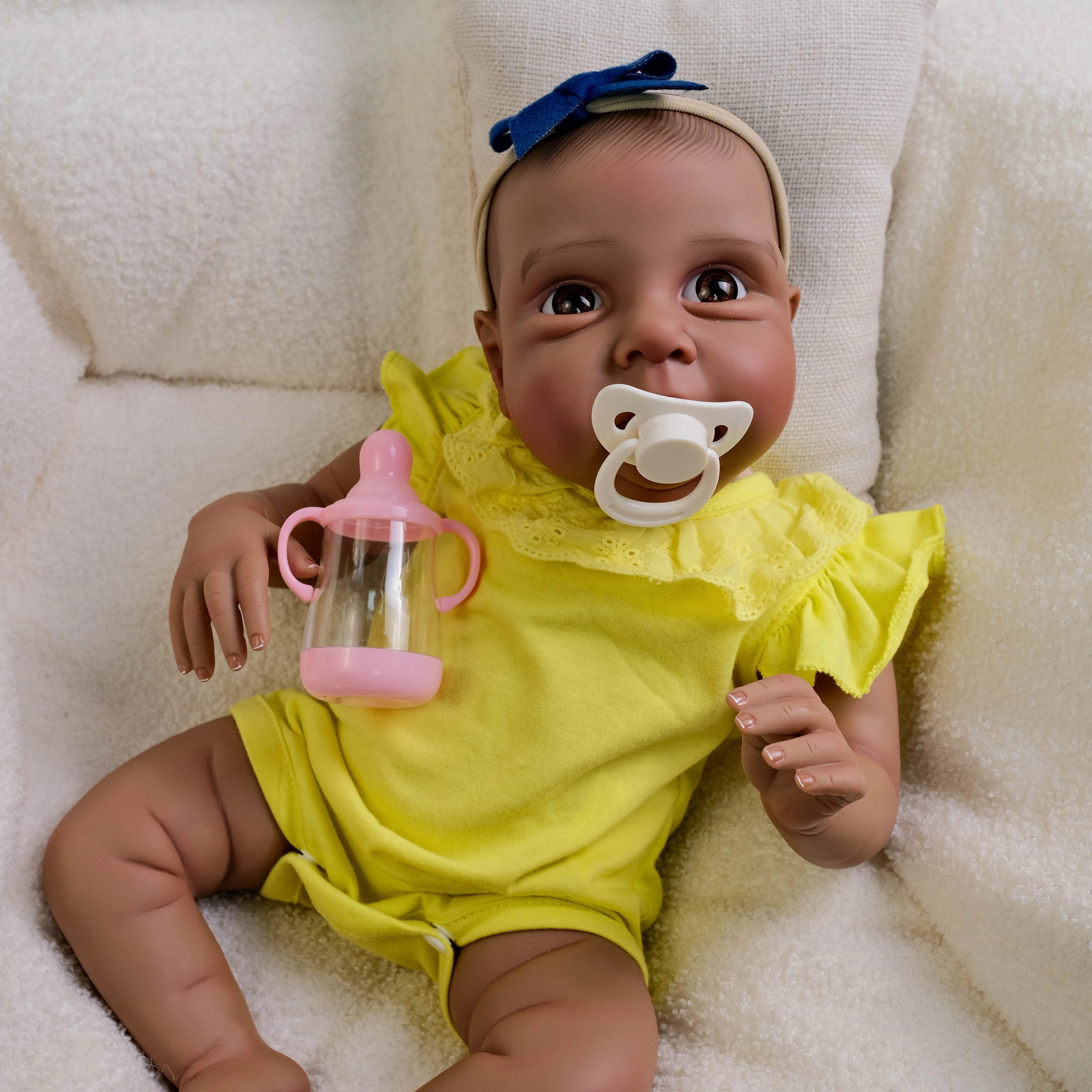 NPK 18inch Lifelike Reborn Baby Doll Miley - Soft Touch 3D Skin Painted Hair Visible - Already Painted Finished Doll