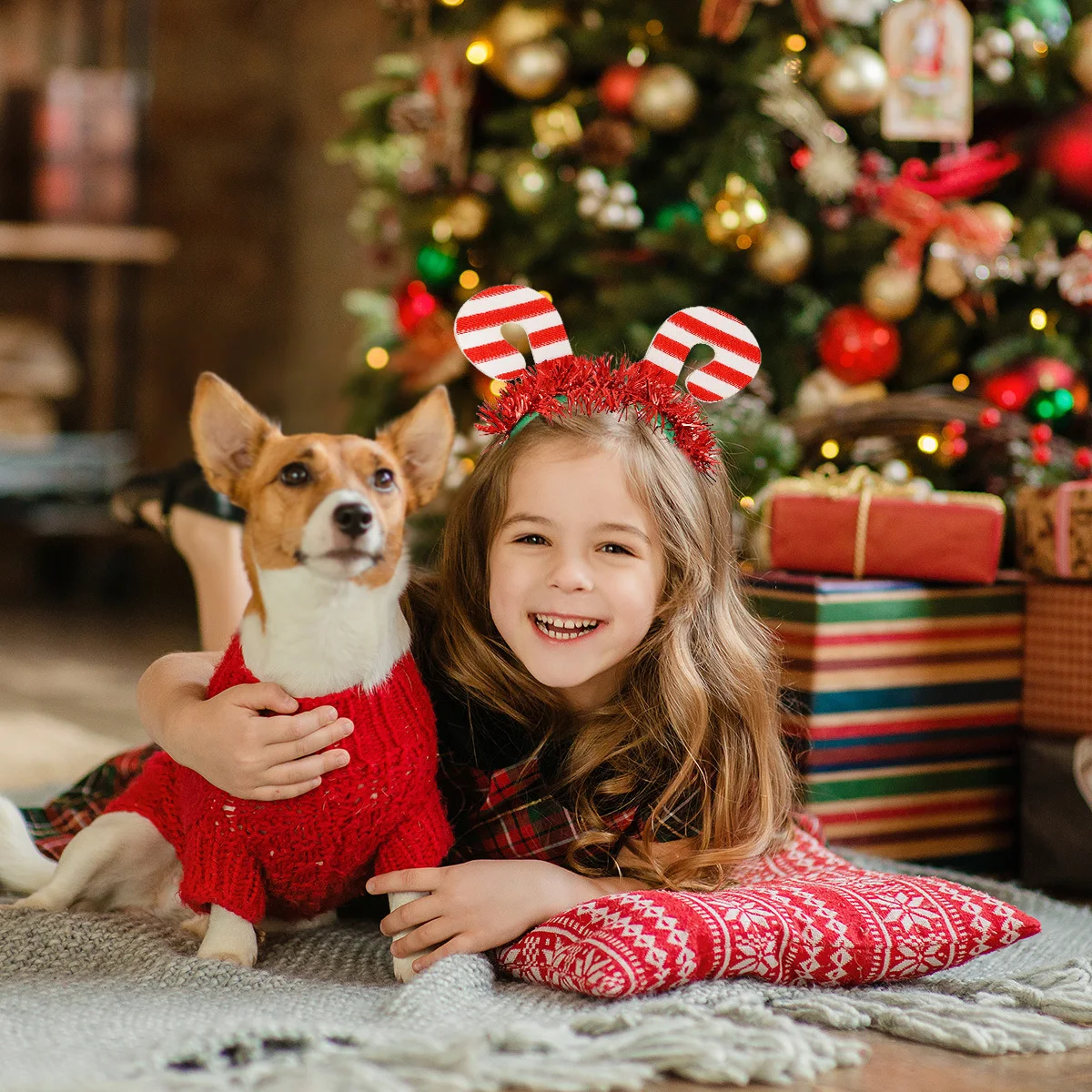 

2Pcs Christmas Hair Hoops Cane Hairbands Party Headwear Festive Christmas Headbands Performance Headdress Cane Hair Hoop