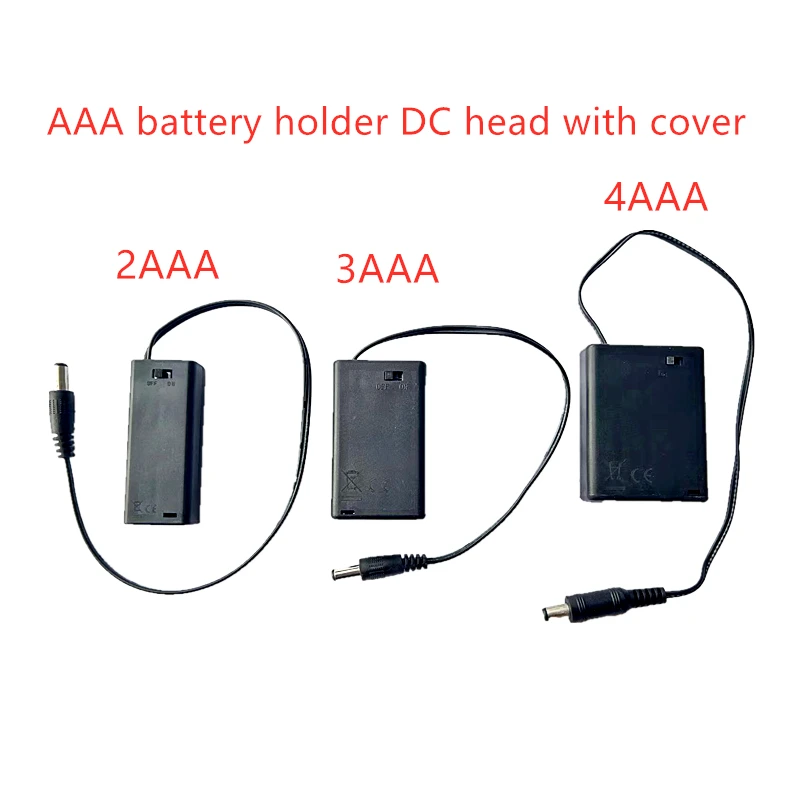 AAA No.7 series battery box tape line with ON/OFF switch DC head Cover 2 3 4 Slot DIY battery holder