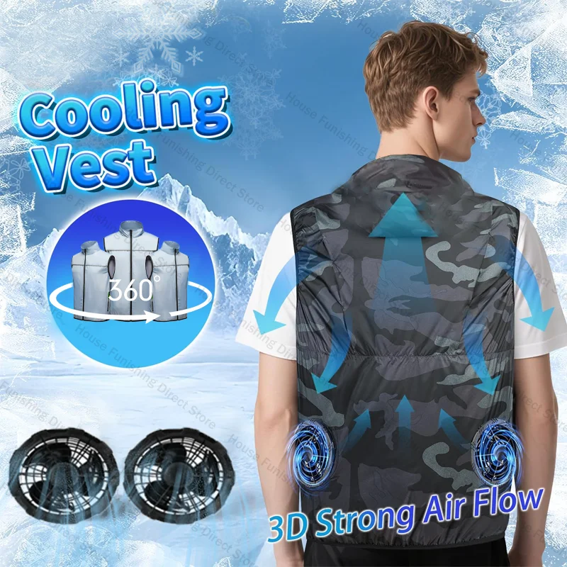

Summer Cool Vest Wearable Refrigeration Fan Vest Air Conditioner Clothes Outdoor Cooling Tactical Fishing Sleeveless Work Jacket