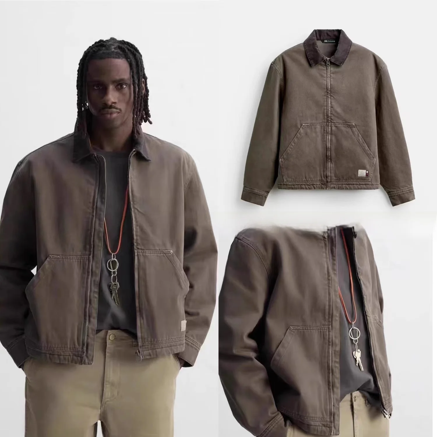 

Новая мужская куртка на осень-зиму, многоцветная, с контрастной молнией, из смесового хлопка, удлиненная, молодежная, модная, приталенная, хлопковая...