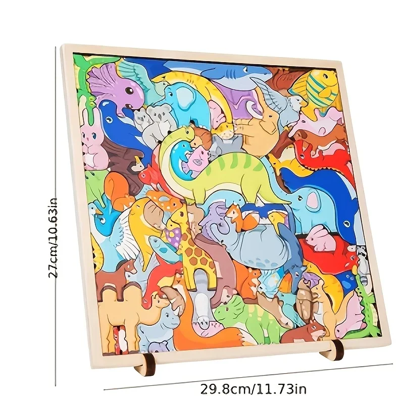Wooden Jigsaw Puzzles Toddler Puzzles Cartoon Animal Matching Puzzle Board Early Learning Fine Motor Skills Montessori Toys