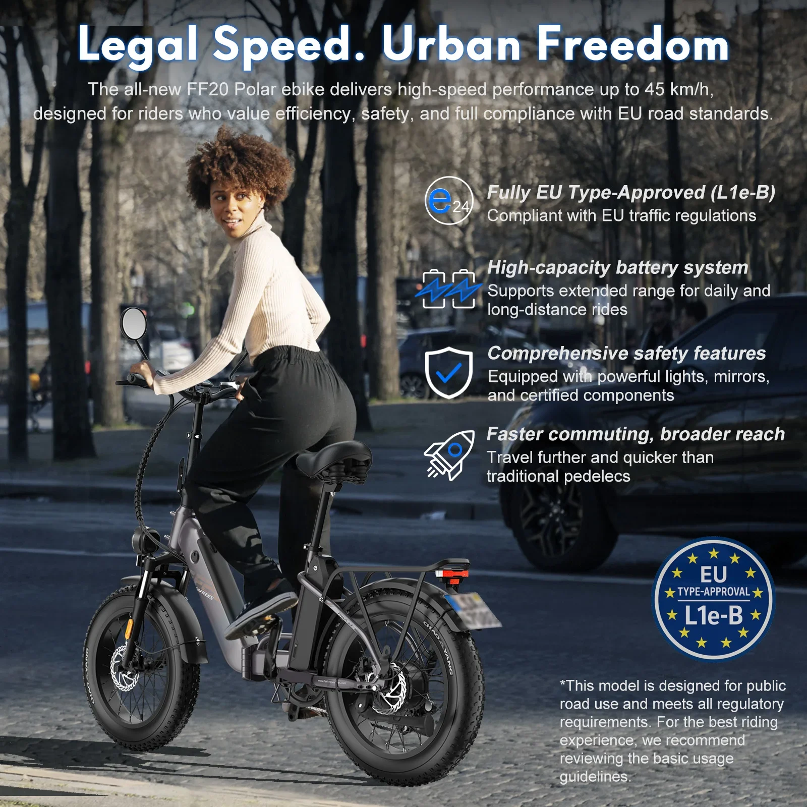 Polar FAFREES FF20 Bicicleta Eléctrica – Neumáticos Anchos - imagen 4