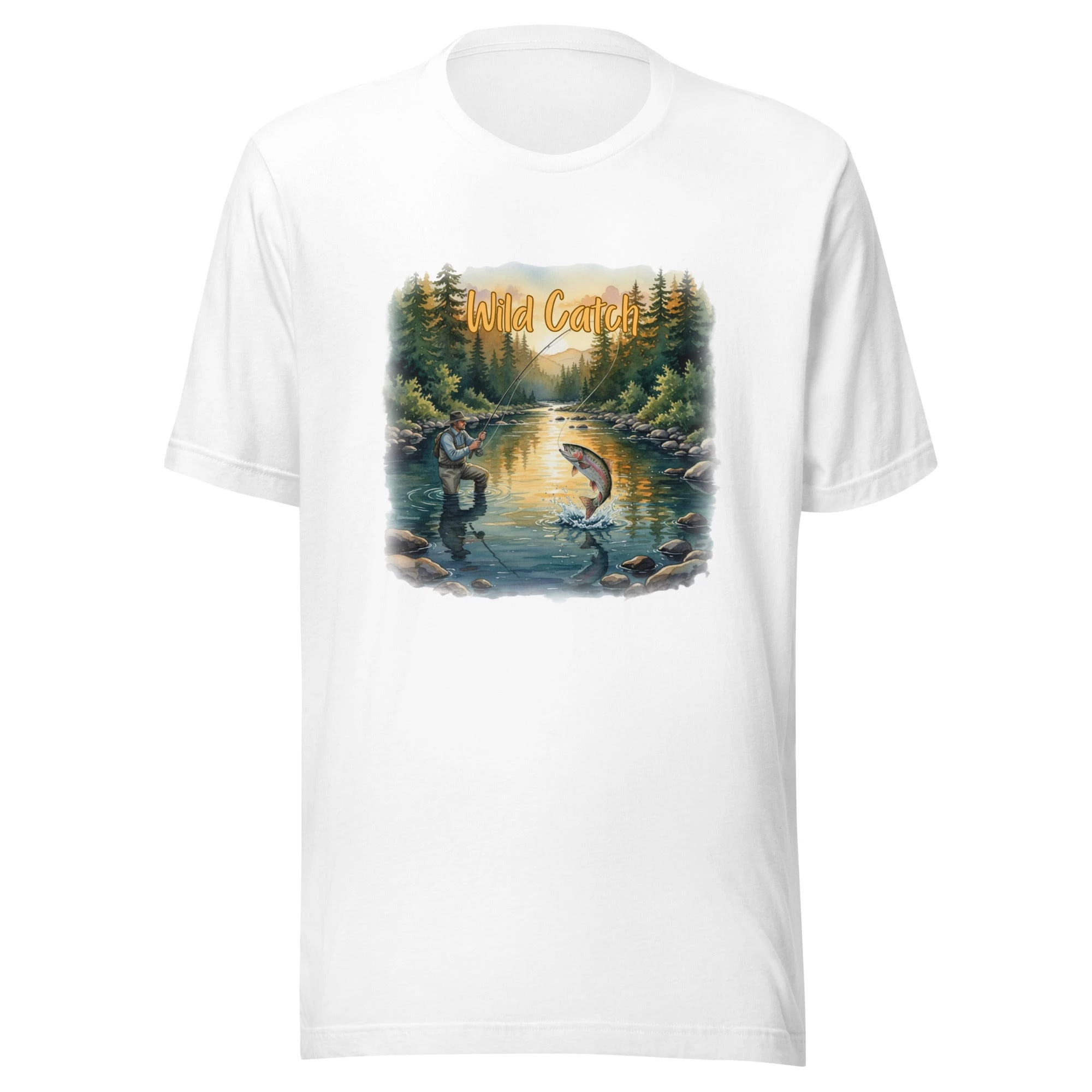 Vintage Wild Catch Fly Fishing Angler Royal Blue Graphic Tee Cotton Mens Womens T-Shirt Summer Streetwear