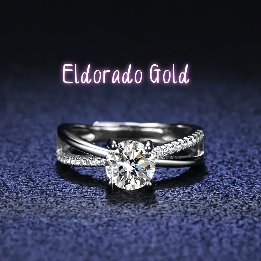 

Eldorado Gold Elegant and Classic PT950 Platinum Rings for Women Set with 0.5 Carat Moissanite Diamond and Baguette Diamonds Ri