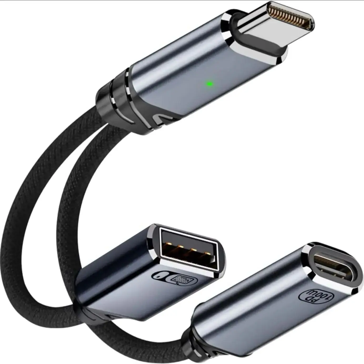 

USB C to USB OTG Cable and Charging Adapter 2 in 1 Y Cable with 100W PD Fast Charging for iPhone 16/15 iPad Macbook Galaxy S24