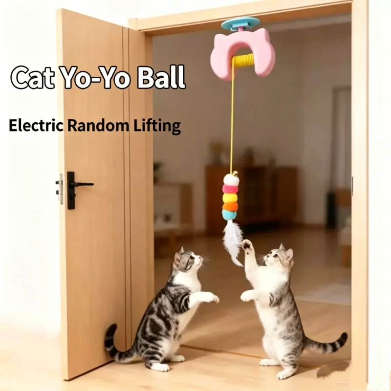 Nouveau jouet électrique pour chat avec 2 cordes, jouet intelligent à suspendre à la porte, balançoire automatique à plumes, une merveille d'auto-entretenissement et de stimulation pour chat