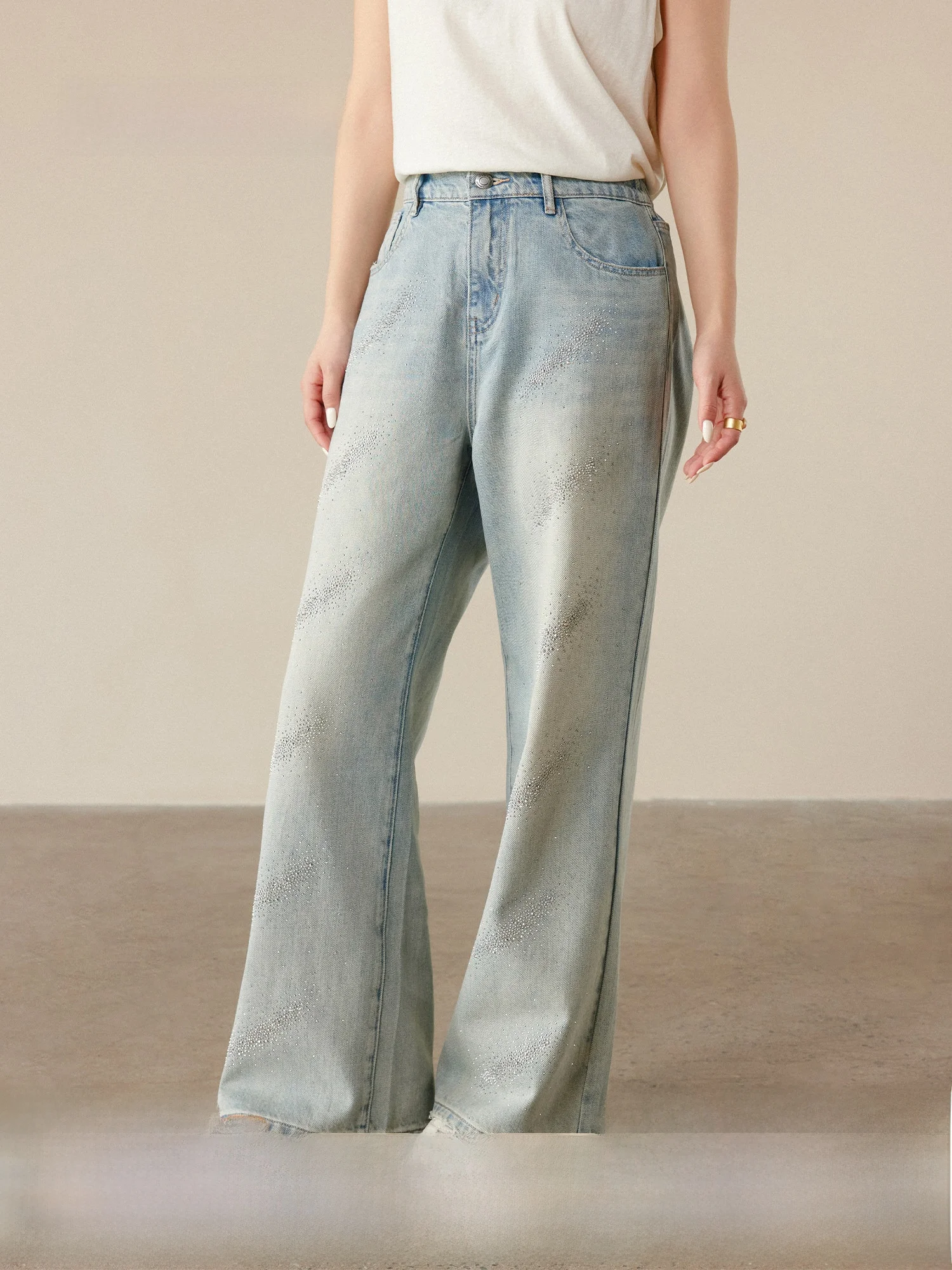 

Plusmall Light Wash Straight Leg Micro Stretch Denim Jeans Women's Pear Shape Spring Summer Casual Fashion plus Size