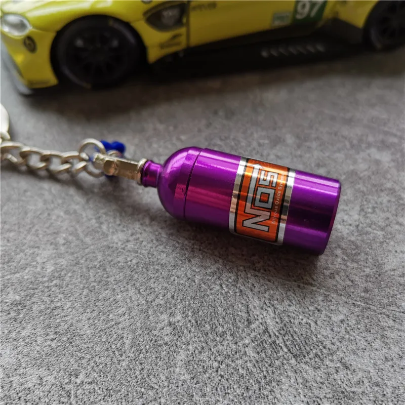 Style Nos Bottle Keychain Metal Keyring Pendant Keyfob Decoration Gift Jdm Auto Car Motorcycle Accessories