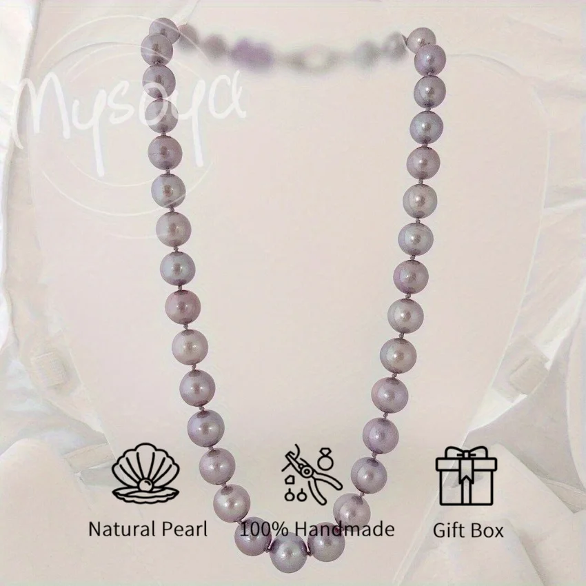 

MYSOYA 11-15mm Purple Edison Baroque Pearl Necklace For Women Men Gift Box Perfect Gift For Wedding Birthday Christmas New Year