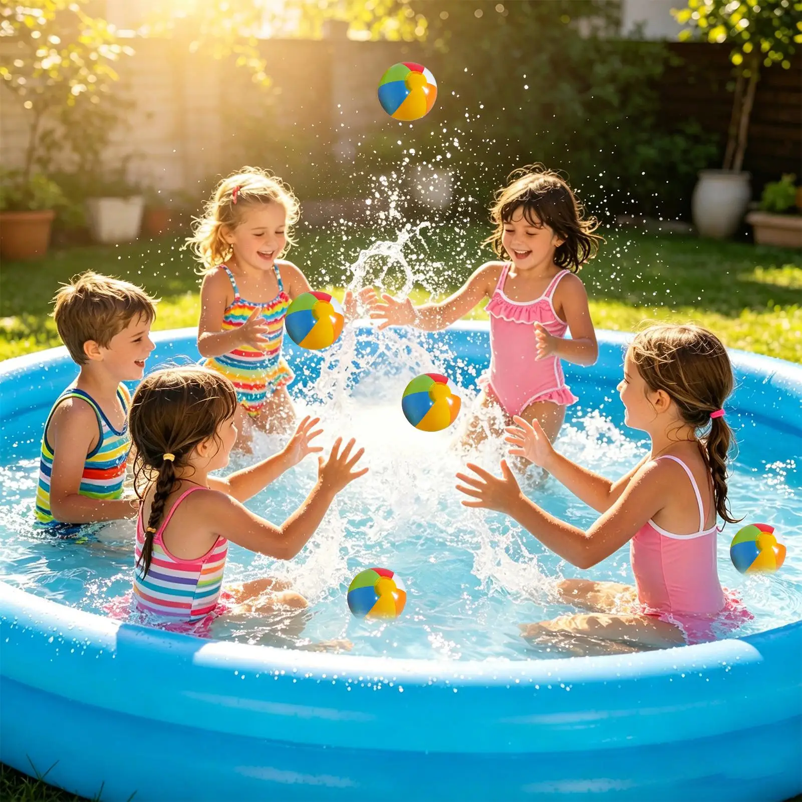 Portable Durable Fun Mini Rainbow Inflatable Beach Balls 4.72 Inch for Kids Family Friends Pool Summer Outdoor Backyard Carnival