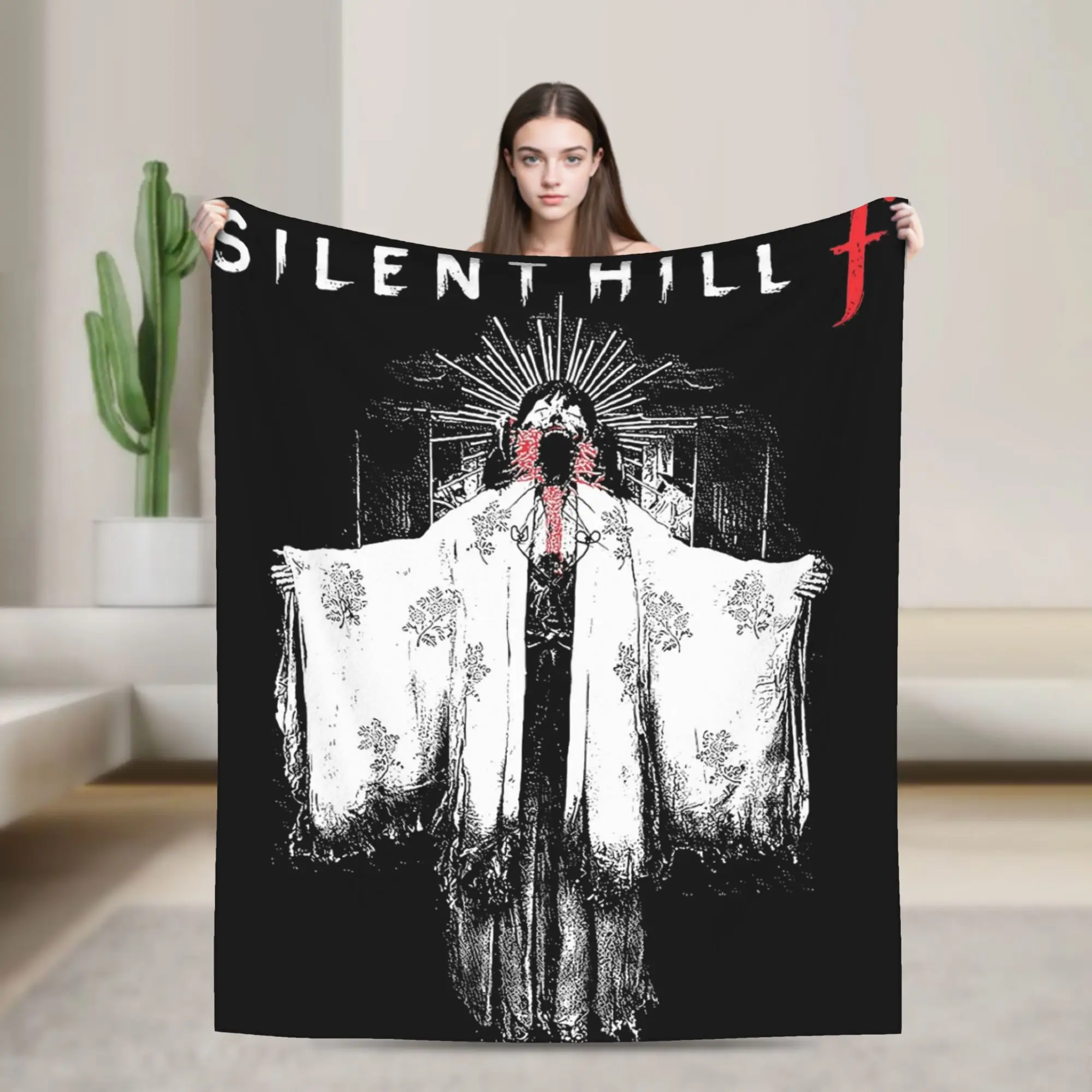 

Одеяло Silent Hill F Horror Game 2025 разных размеров, мягкие нечеткие плюшевые одеяла для любителей игр для дивана, дивана и кровати