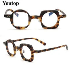Mismatch Women Hand Made Retro Eyeglass Frames Men Round Square Nerd Glasses Frame Rx Spectacles leopard Print Optical Eyewear