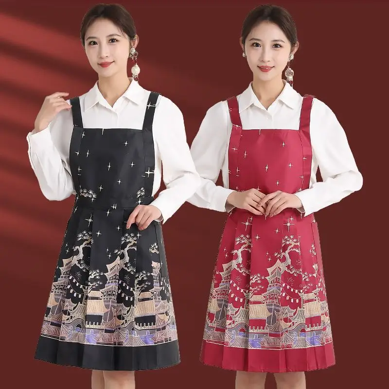 Canvas Apron Breathable Household Kitchen Horse Skirt New Chinese Apron Ethnic Style Dirt Resistant Work Clothes Adults