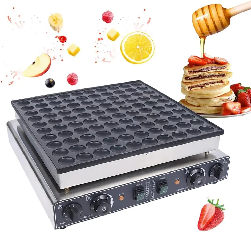 Mini  Maker, 110V Nonstick Dutch  Machine 100Pcs 1.8 Inch Each Poffertje Mini Waffle  Baker