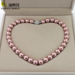 Fashion Charm Jewelry 12mm Shell Pearl Round Beads Necklace Magnet Clasp Woman Girl Christmas Gift Wholesale Price AAA Grade