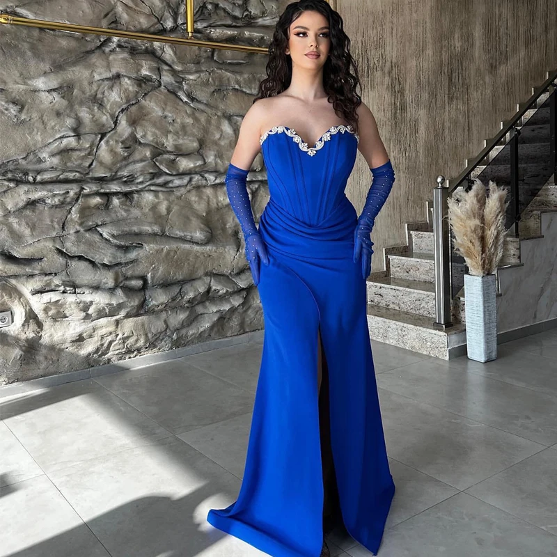 

Thinyfull Sexy Mermaid Prom Dresses Sweetheart Beading Evening Dress Without Gloves Saudi Arabia Cocktail Party Gown Custom Size