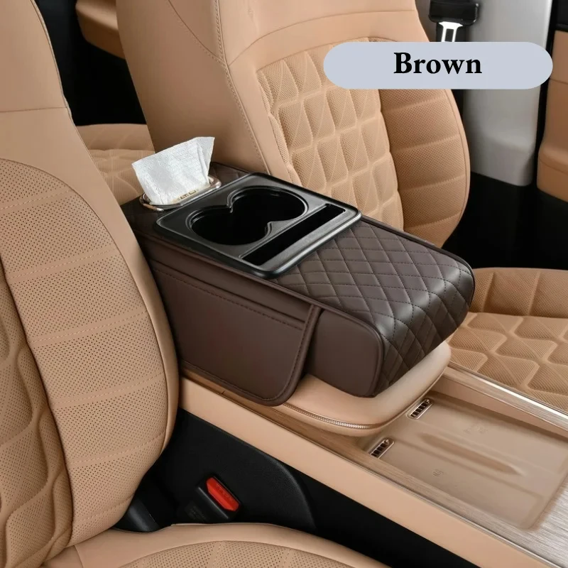 

Auto Center Console Armrest Cushion for All Seasons With 2 Cup Holder Armrest Heightening Pad Auto Amrest Pillow Cover Pad