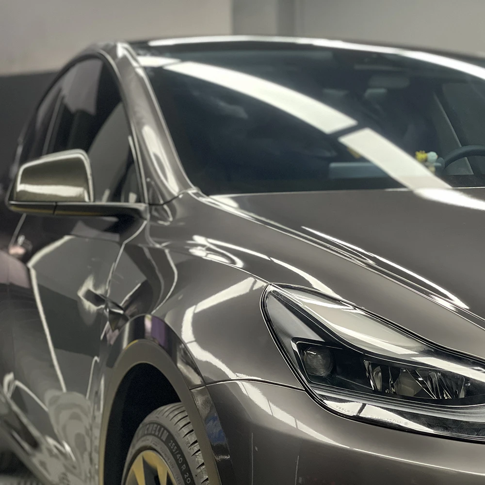 

1.52*18m PET Liner Glossy Liquid Metallic Gun Grey Car Wrap Vinyl Wrapples Exterior Accessories Car Wrap