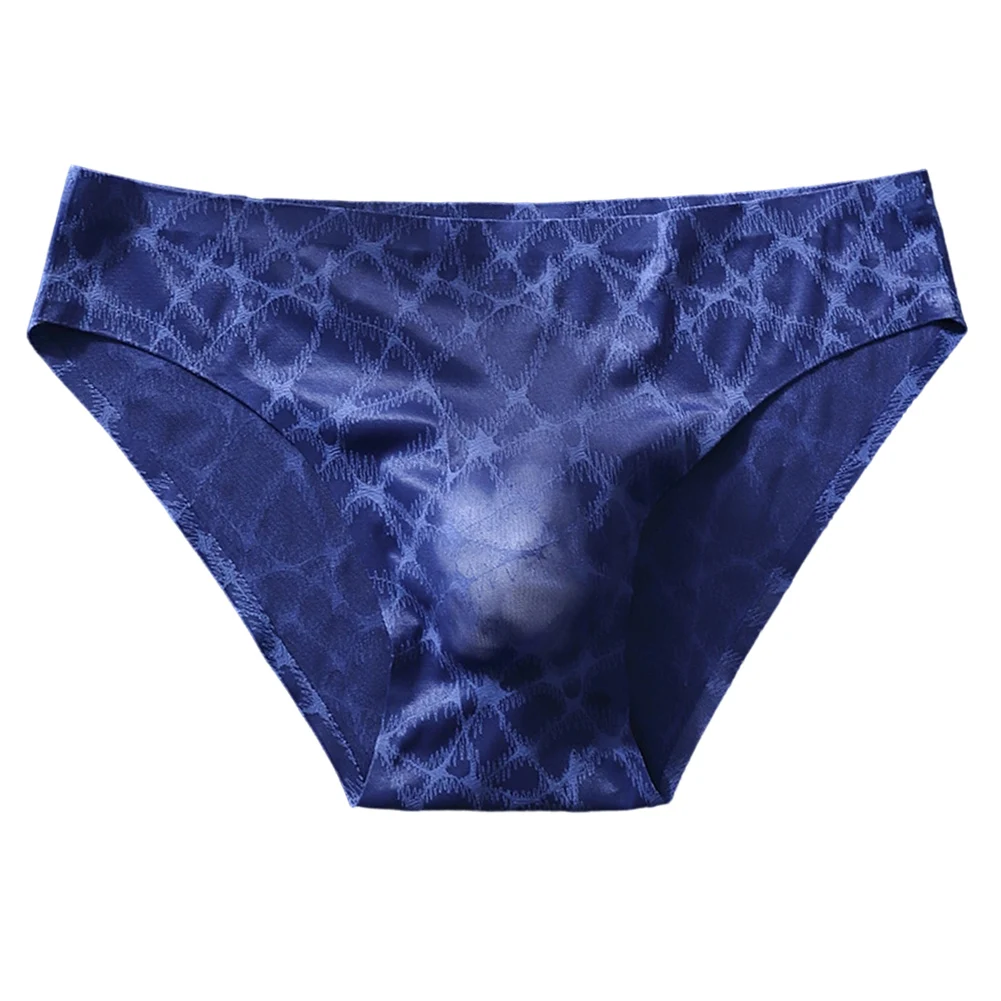 

M-2XL Size Men Lace Ice Silk Lightweight Briefs Underwear Summer Cooling Breathable U Pouch Panties Sexy Low Waist