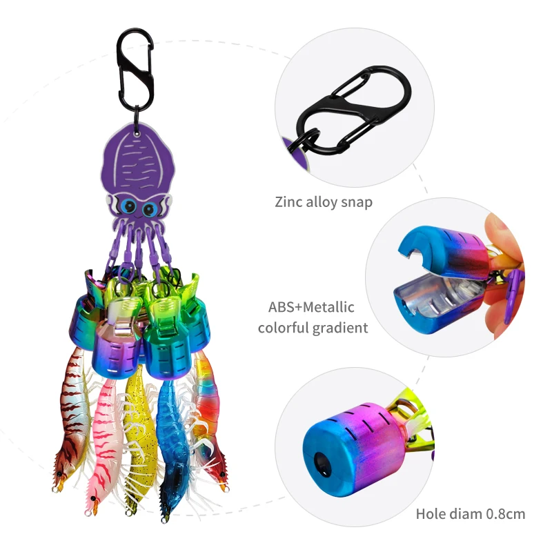 Electroplating Squid Jig Bait Protector Kit L Size 6pcs Punk Color Webfoot Octopus Egi Hooks Cover Cuttlefish Umbrella Lure Cap