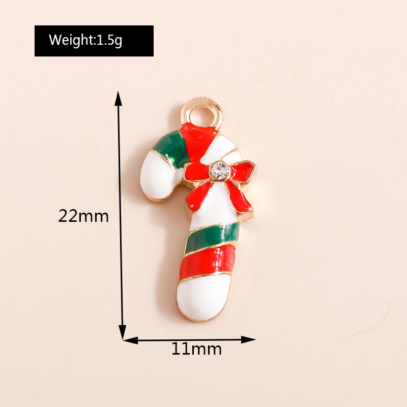 10 Stück Mix Emaille Weihnachtsanhänger für Schmuckherstellung Weihnachtsmann Baum Hirsch Hut Charms Anhänger für DIY Halsketten Ohrringe Geschenke – Detail 26