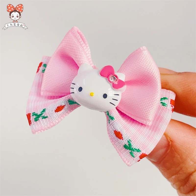 A Pair Sanrio Hello Kitty Hairpin Girl Hair Clips Ornaments Anime Cartoon Headdress Soft Cute Design Hair Accessories Cute Gift