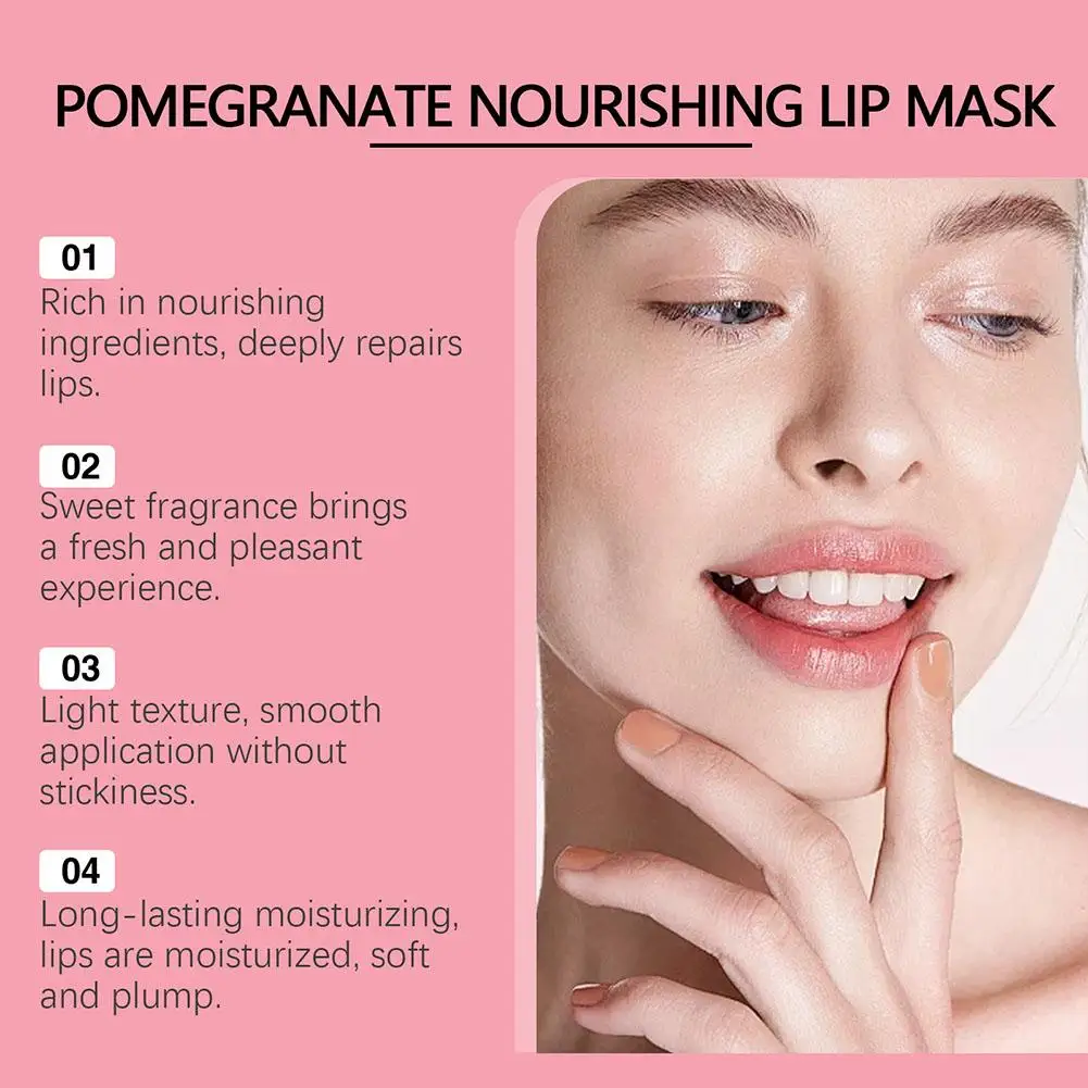 Red Pomegranate Lip Mask For Women Hydrating Lip Balm Moisture Lip Gloss Sheer Coverage Long Lasting Night Treatments Lip Cream