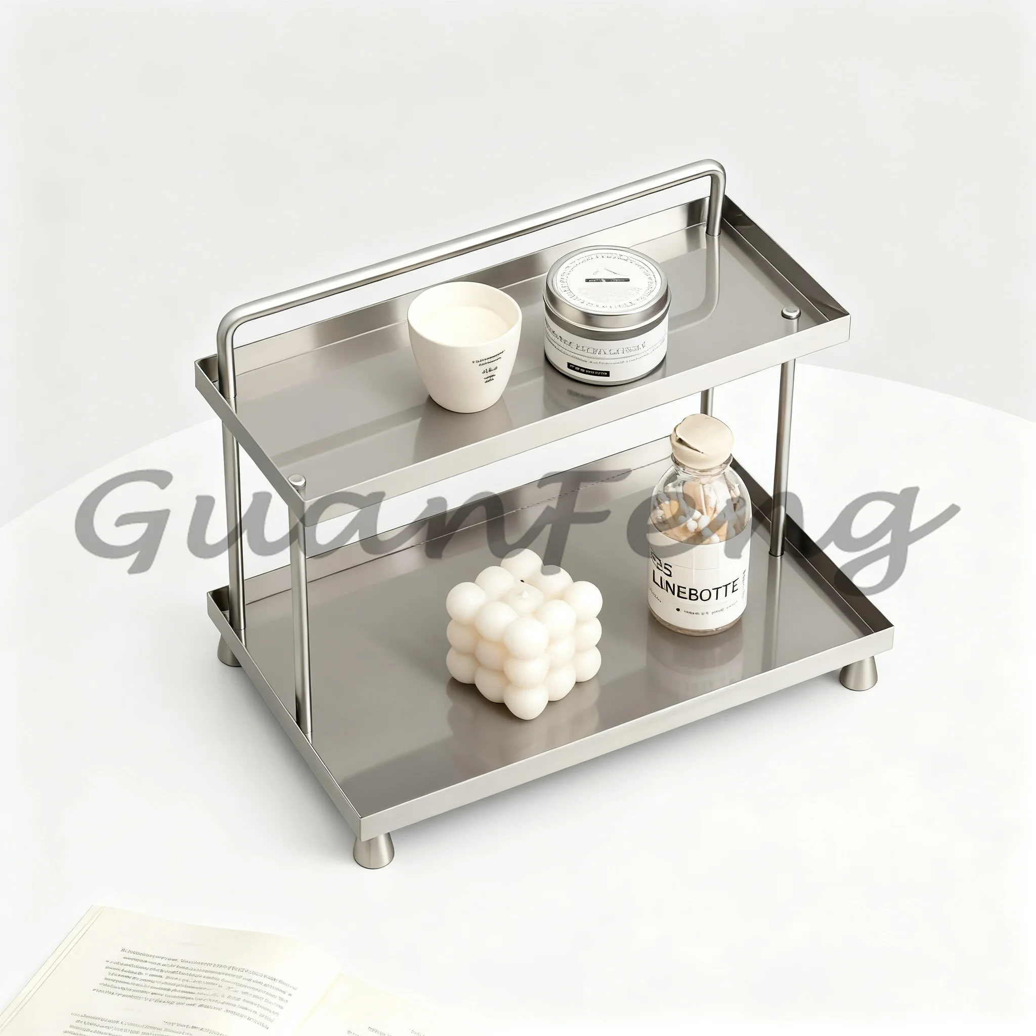 Modern 2 Layer Stainless Steel Cup Rack, Desktop Tea Coffee Mug Storage Holder for Kitchen Glassware