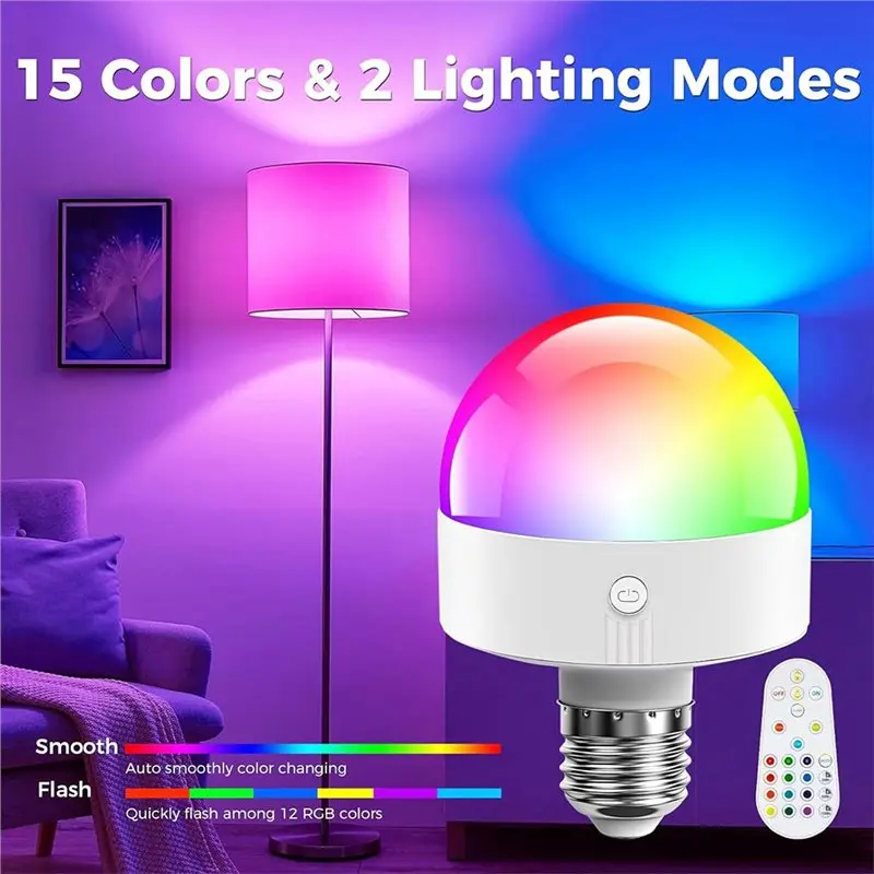 [NEWA08R】 2Pack E26 Rechargeable Light Bulb With Remote And Timer Bulb