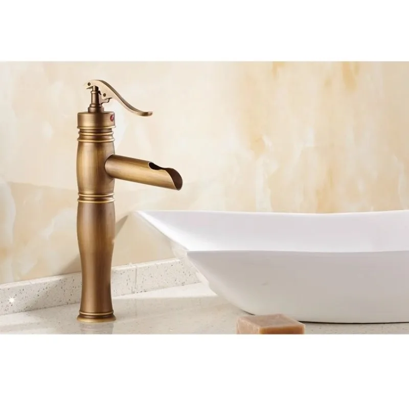 Antique Faucet Cold and Hot Basin European Above-counter Basin Bathroom Wash Basin Retro Simple Waterfall Faucet