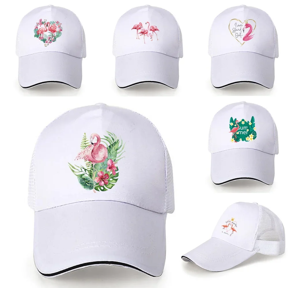 2024 Fashion Summer Women Men Mesh Baseball Cap Flamingo Series Print Sunhat Outdoor Breathable Hip Hop Baseball Hats Casquette