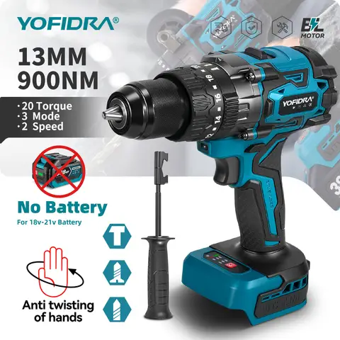 요피드라 900N.m 20+3 토크 브러시리스 전동 임팩트 드릴 13MM 무선 스크류드라이버 드릴링 파워툴 (마키타 배터리 핀용)