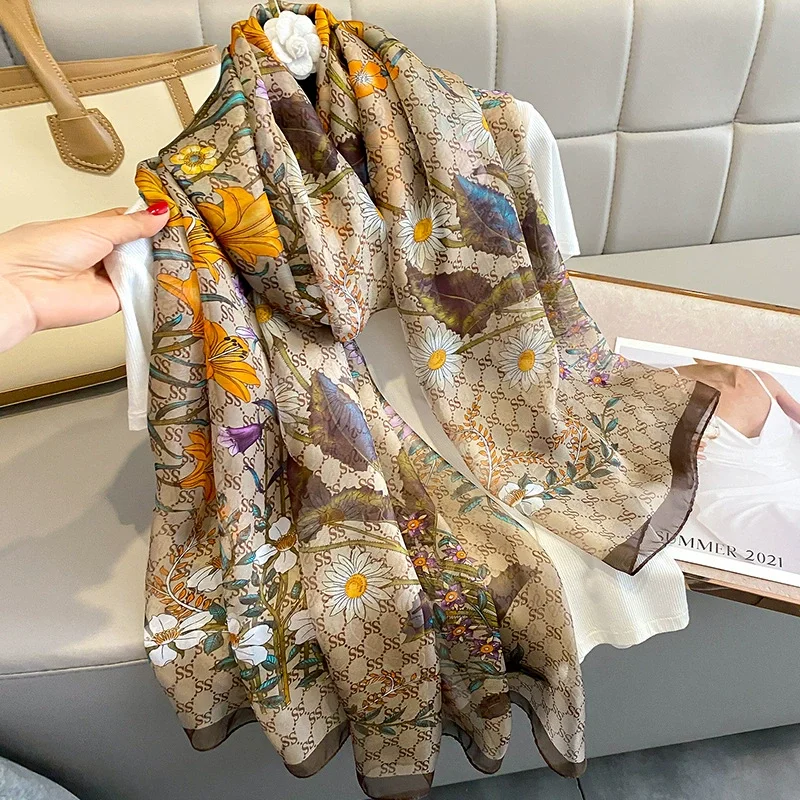 180*140cm Luxury Brand Summer Female Pareo Beach Scarf Women Sunscreen Outdoor Shawl Wrap Chiffon Soft Large Bandanna Foulard