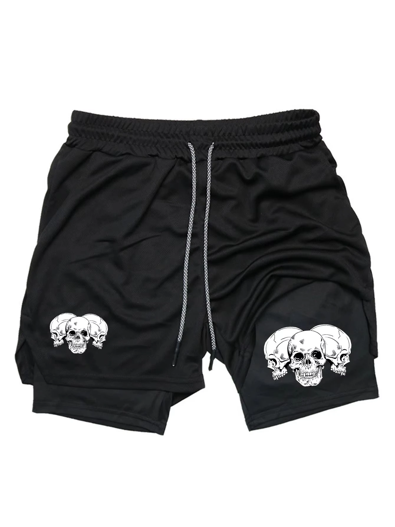 

Men's Summer 2-in-1 Sports & Casual Shorts: Double-Layer Fabric Design,with Trendy Printed Fitness Running Jogging Pants RL10019