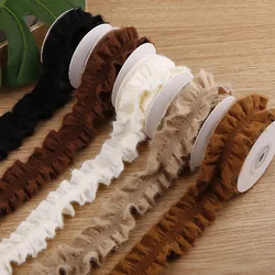 5yards Double-Side Pleated Plush Knitting Lace Trimming Ribbon for DIY Bows Clothing Decor Sewing Supplies Crafts Accessories