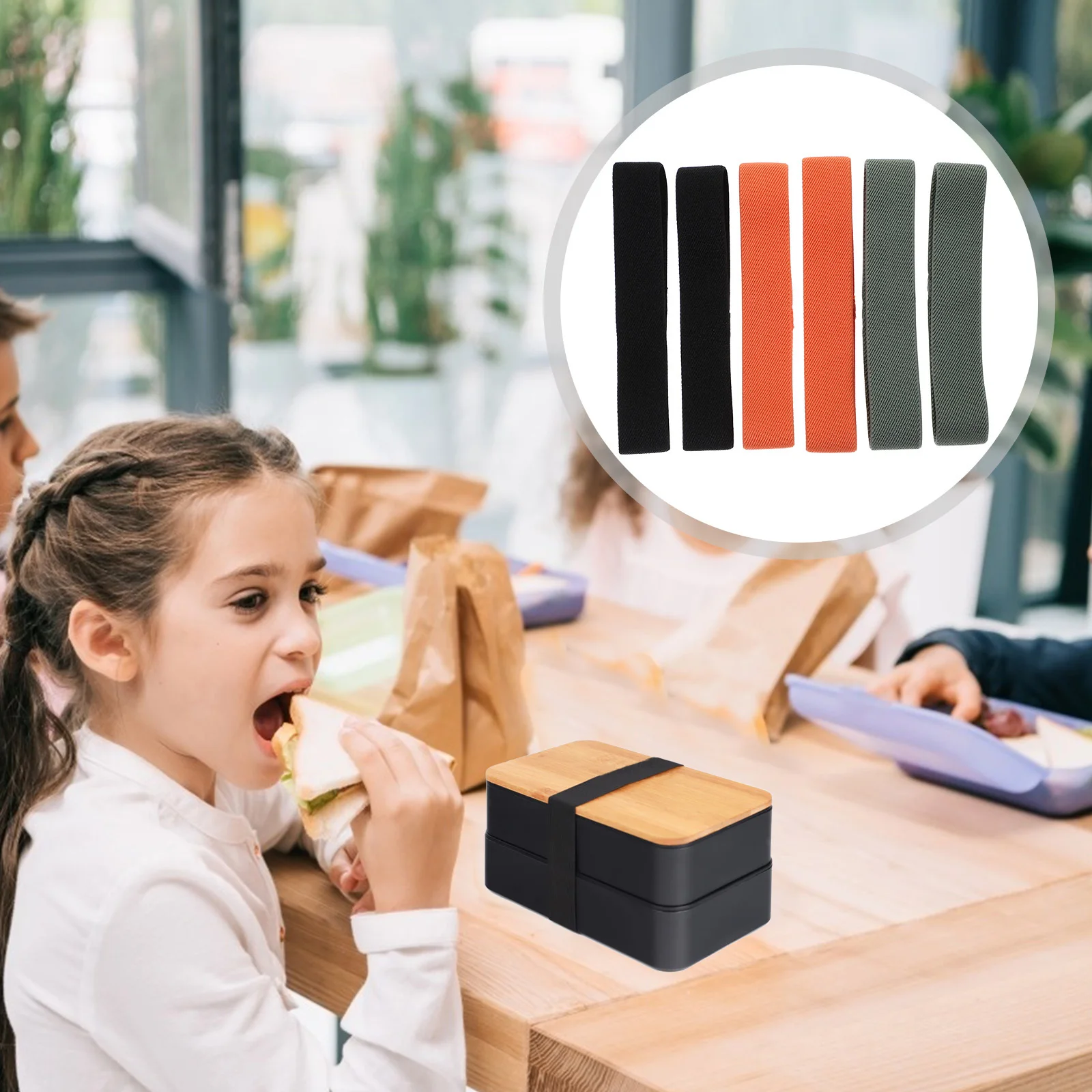 6 Stück Nylon-Bento-Box-Bänder, elastische Riemen für Lunchbox, sicherer Verschluss, hohe Elastizität und Haltbarkeit, elastisches Band