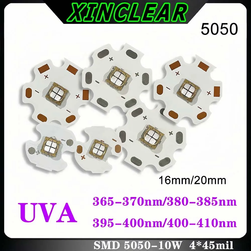 10W 12W Deep UV SMD5050 LED Chips UVA 365nm 370nm 380nm 395nm 410nm Diodes With 16mm 20mm Plate For Mosquito Trap Solidification