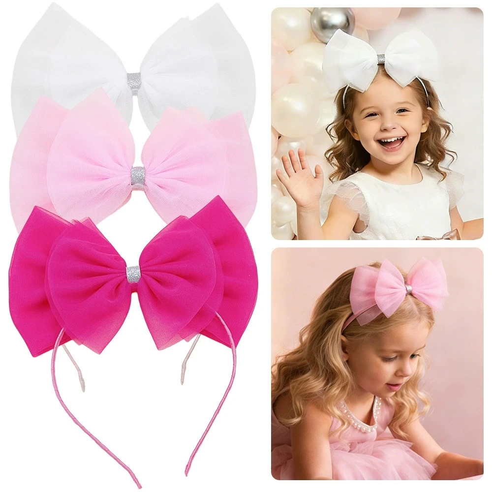 

3pc Baby Girls Hairband Little Princess Hair Accessories Tulle Bow Headband Chiffon Bow Headbands for Kids Headwraps Child Clasp