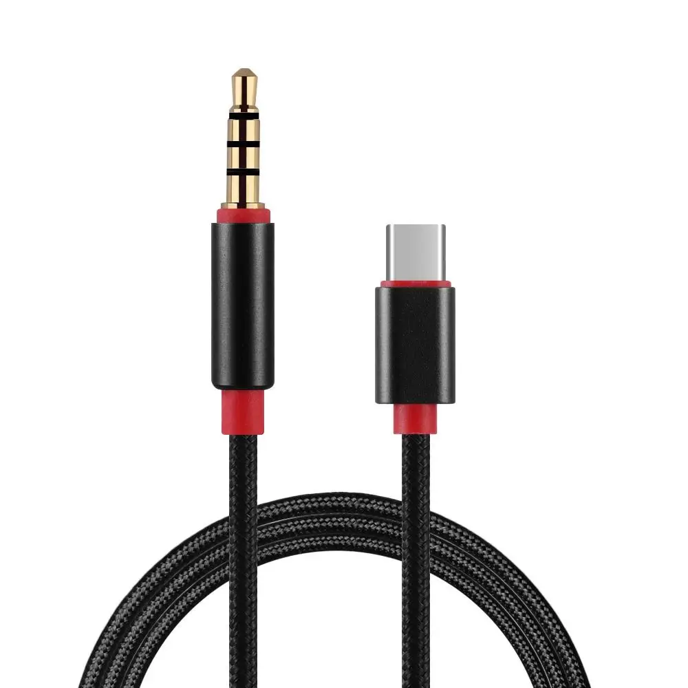 Nylon Braid Type-C To 3.5mm Audio Cable In-car 1 Meter Jack AUX Cable Adaptor Clear Sound Quality Stable Transmission