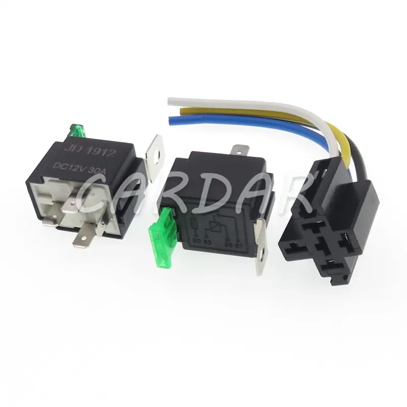 High Quality Normally Open Automotive Relay 4 Pin 30A DC 12V 24V Auto Relay With Fuse and 18AWG Wire Socket