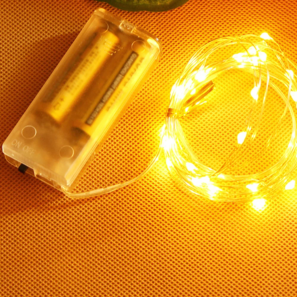 Lampu Tali Kawat Tembaga Led Lampu Peri Tahan Air Bertenaga Baterai 2AA Karangan Bunga DIY Dekorasi Pesta Pernikahan Natal