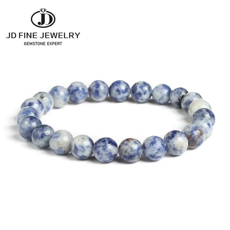 JD Natural Blue Dot Stone Sodalite Bead Bracelets Women Men Energy Ore Beads Balance Bangles Reiki Healing Yoga Wristband Gifts