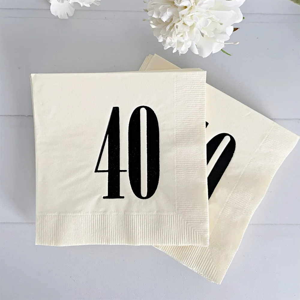 Servilletas desechables para cóctel del 30 y 40 cumpleaños, aniversario, cuarenta mesa de fiesta, accesorios fotográficos, decoración para hombres y mujeres