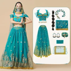 The film Aladdin Cosplay Jasmine Princess Dress Cosplay Exotic Dance Belly Dance Costumes for Women